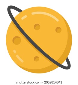 Flat icon of planetary system, planets revolving around sun
