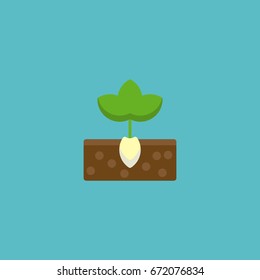 Flat Icon Plant Element. Vector Illustration Of Flat Icon Sprout Isolated On Clean Background. Can Be Used As Plant, Sprout And Gardening Symbols.