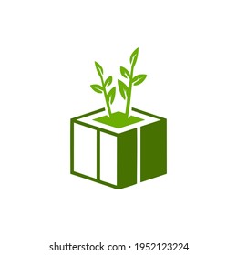 Flat icon.The plant is in the package. Gift a flower