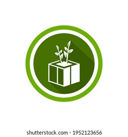 Flat icon. The plant is in the package. Gift - a flower