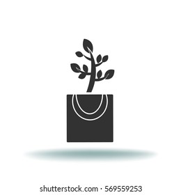 Flat icon. The plant is in the package. Gift - a flower.