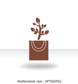 Flat icon. The plant is in the package. Gift - a flower.