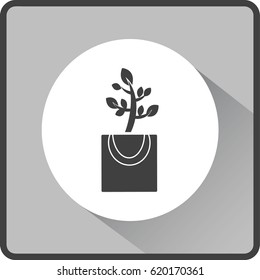 Flat icon. The plant is in the package. Gift - a flower.