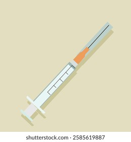 flat icon plastic syringe with needle. Vector illustration