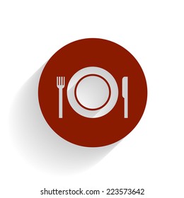 Flat Icon Of The Plate Fork And Knife