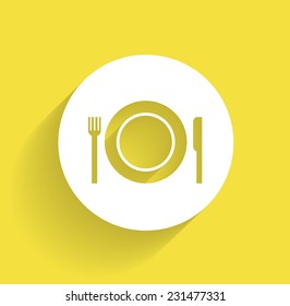 flat icon of the plate fork and knife