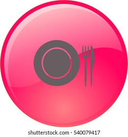 Flat icon. Plate, fork and knife. Dinner. A cafe. A restaurant.