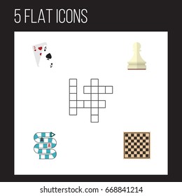 Flat Icon Play Set Of Ace, Guess, Multiplayer And Other Vector Objects. Also Includes Pawn, Ace, Puzzle Elements.