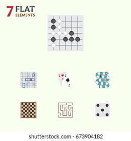 Flat Icon Play Set Of Ace, Backgammon, Chess Table And Other Vector Objects. Also Includes Gambling, Gomoku, Lost Elements.