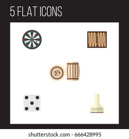 Flat Icon Play Set Of Arrow, Dice, Backgammon And Other Vector Objects. Also Includes Dice, Lottery, Game Elements.