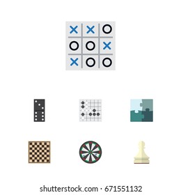 Flat Icon Play Set Of Arrow, Chess Table, X&O And Other Vector Objects. Also Includes Table, Pawn, Toe Elements.