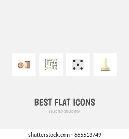 Flat Icon Play Set Of Backgammon, Pawn, Lottery And Other Vector Objects. Also Includes Bingo, Lottery, Lost Elements.