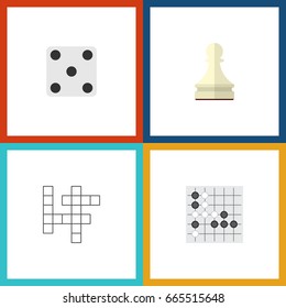 Flat Icon Play Set Of Backgammon, Gomoku, Guess And Other Vector Objects. Also Includes Crossword, Chess, Alphago Elements.