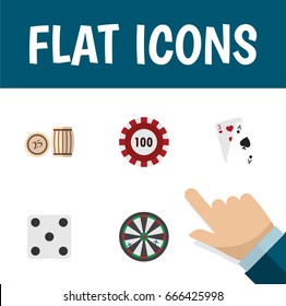 Flat Icon Play Set Of Backgammon, Ace, Poker And Other Vector Objects. Also Includes Arrow, Backgammon, Gambling Elements.