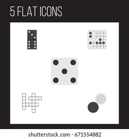 Flat Icon Play Set Of Bones Game, Gomoku, Chequer And Other Vector Objects. Also Includes Bones, Gambling, Chequer Elements.