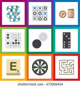 Flat Icon Play Set Of Chequer, Arrow, Lottery And Other Vector Objects. Also Includes Arrow, Chequer, Lottery Elements.