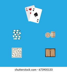 Flat Icon Play Set Of Dice, Multiplayer, Lottery And Other Vector Objects. Also Includes Multiplayer, Labyrinth, Backgammon Elements.