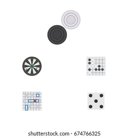 Flat Icon Play Set Of Gomoku, Backgammon, Arrow And Other Vector Objects. Also Includes Dice, Alphago, Game Elements.