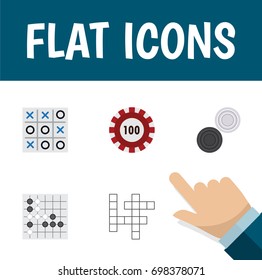 Flat Icon Play Set Of Gomoku, Chequer, Guess And Other Vector Objects. Also Includes Renju, Gomoku, Checkers Elements.