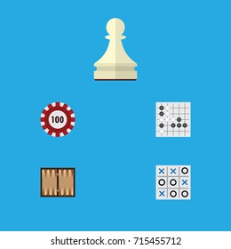 Flat Icon Play Set Of Gomoku, Pawn, Poker And Other Vector Objects. Also Includes Dice, Gomoku, Tac Elements.
