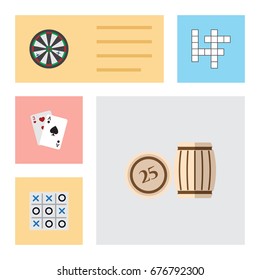 Flat Icon Play Set Of Guess, Lottery, Ace And Other Vector Objects. Also Includes Darts, Ace, Bingo Elements.