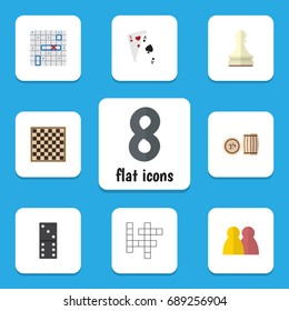 Flat Icon Play Set Of Guess, Pawn, Chess Table And Other Vector Objects. Also Includes Bones, Domino, Play Elements.