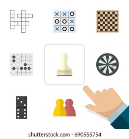 Flat Icon Play Set Of Guess, Arrow, Pawn And Other Vector Objects. Also Includes Tic, Gomoku, Alphago Elements.