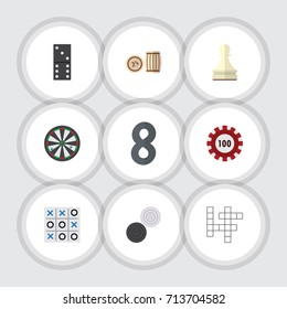 Flat Icon Play Set Of Lottery, Pawn, Poker And Other Vector Objects. Also Includes Puzzle, Bingo, Guess Elements.