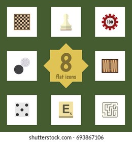 Flat Icon Play Set Of Mahjong, Labyrinth, Pawn And Other Vector Objects. Also Includes Backgammon, Lost, Play Elements.