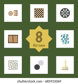 Flat Icon Play Set Of Multiplayer, Dice, Chess Table And Other Vector Objects. Also Includes Chequer, Multiplayer, Backgammon Elements.