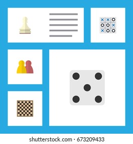 Flat Icon Play Set Of People, X&O, Chess Table And Other Vector Objects. Also Includes Toe, Backgammon, Play Elements.