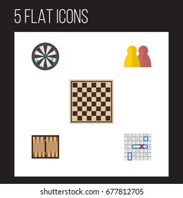 Flat Icon Play Set Of People, Dice, Arrow And Other Vector Objects. Also Includes Chess, Dice, Ship Elements.
