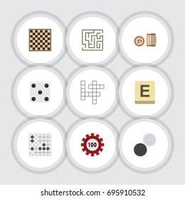 Flat Icon Play Set Of Poker, Chess Table, Labyrinth And Other Vector Objects. Also Includes Game, Play, Renju Elements.