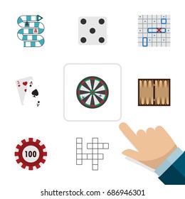 Flat Icon Play Set Of Sea Fight, Dice, Arrow And Other Vector Objects. Also Includes Multiplayer, Games, Battle Elements.