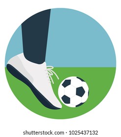 Flat icon playing soccer, soccer player 