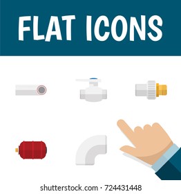 Flat Icon Plumbing Set Of Industry, Drain, Plastic And Other Vector Objects. Also Includes Flange, Plastic, Container Elements.