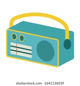 Flat icon, Portable retro radio. Vector Illustration