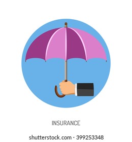 Flat Icon for Poster, Web Site, Advertising like Hand with Umbrella.