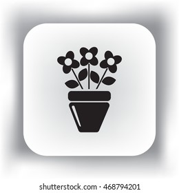 Icono plano. Una olla con la planta. 