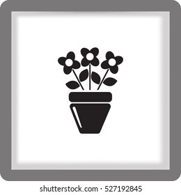 Flat icon. A pot with the plant. 
