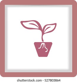 Icono plano. Una olla con la planta.
