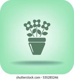 Icono plano. Una olla con la planta. 