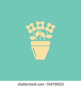 Flat icon. A pot with the plant. 