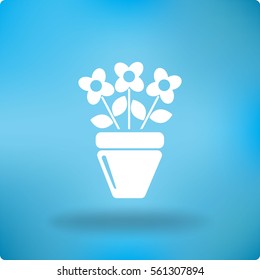 Icono plano. Una olla con la planta. 