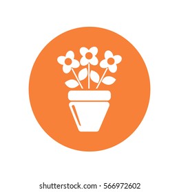 Icono plano. Una olla con la planta. 