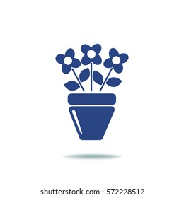 Flat icon. A pot with the plant. 
