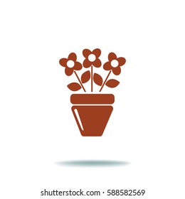 Icono plano. Una olla con la planta. 
