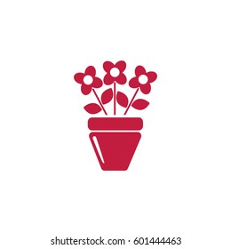 Icono plano. Una olla con la planta.