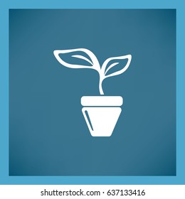 Icono plano. Una olla con la planta.