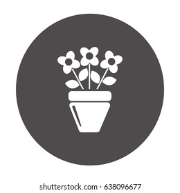 Flat icon. A pot with the plant. 